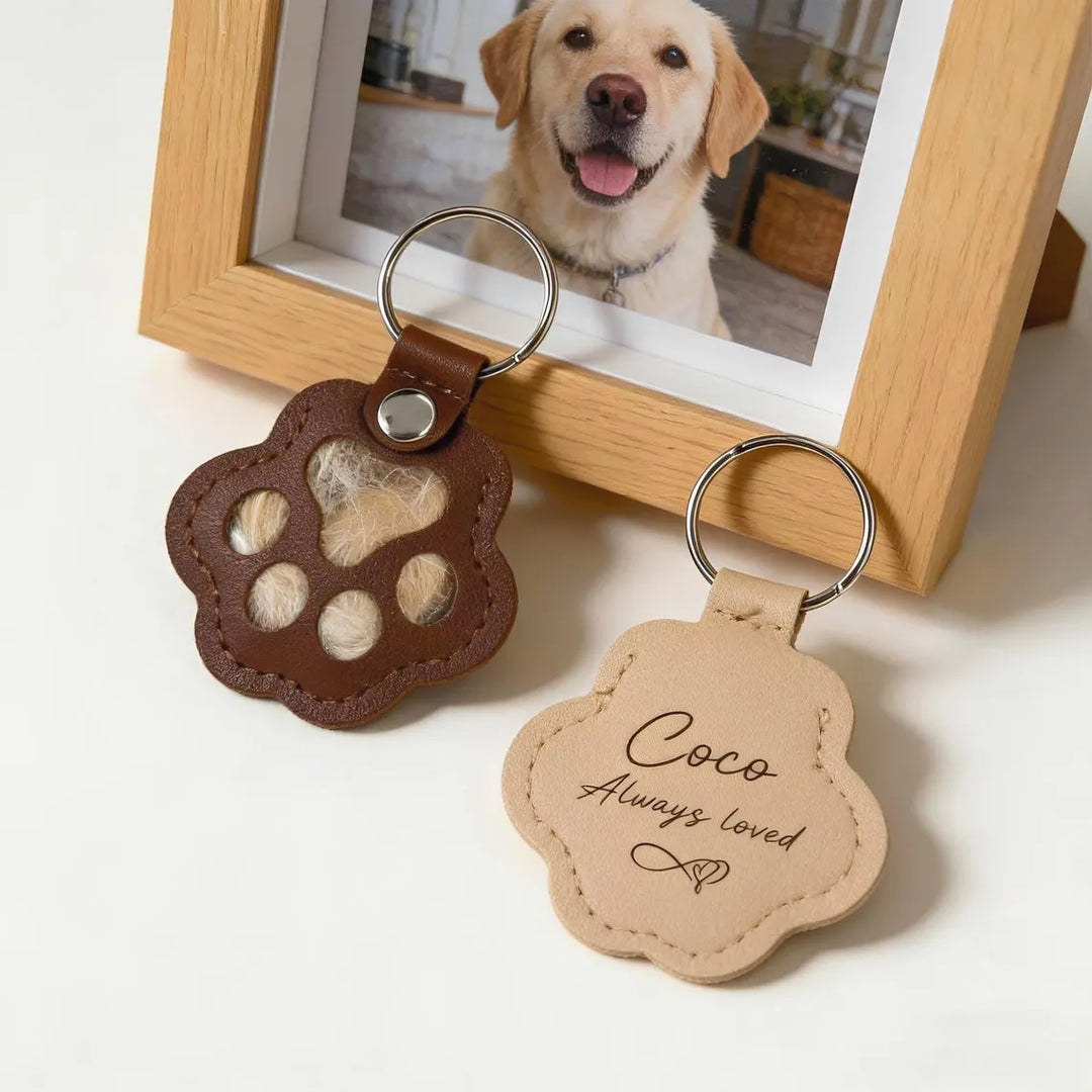 Personalized Pet Fur Memorial Keychain – Custom Pet Keepsake Keychain