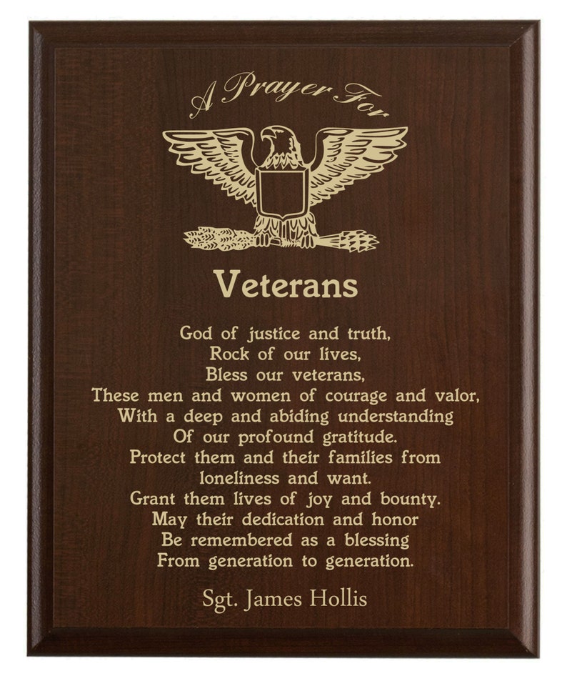 Personalized Military Veteran Prayer Plaque