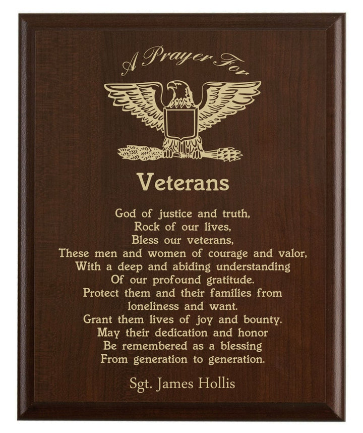 Personalized Military Veteran Prayer Plaque