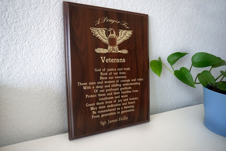 Personalized Military Veteran Prayer Plaque