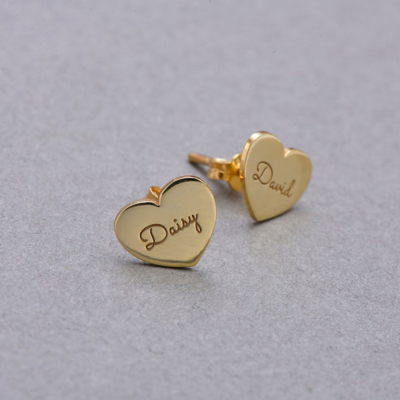 Personalized Heart Earrings Engraving Silver Earrings