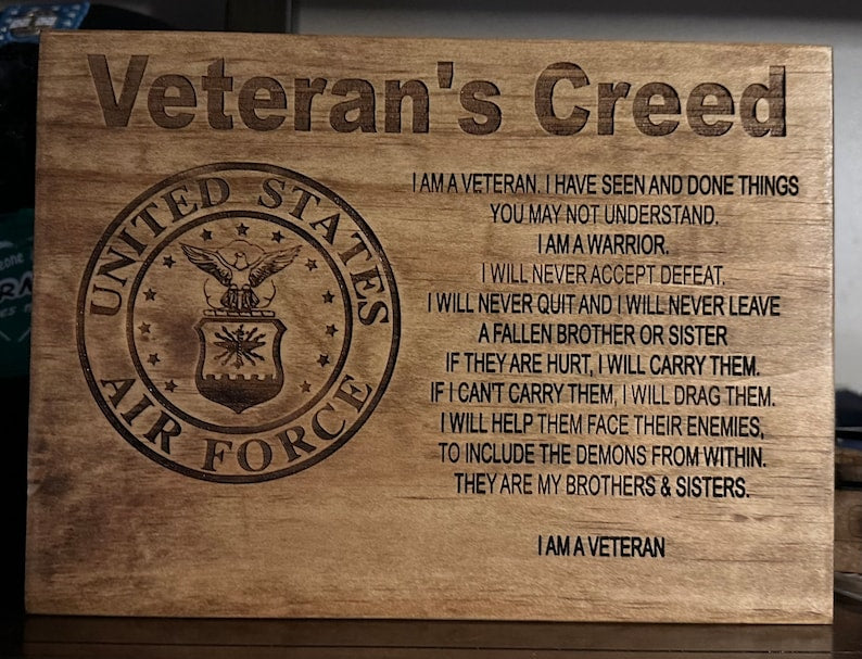 Personalized Veteran Creed Plaque Wall Art