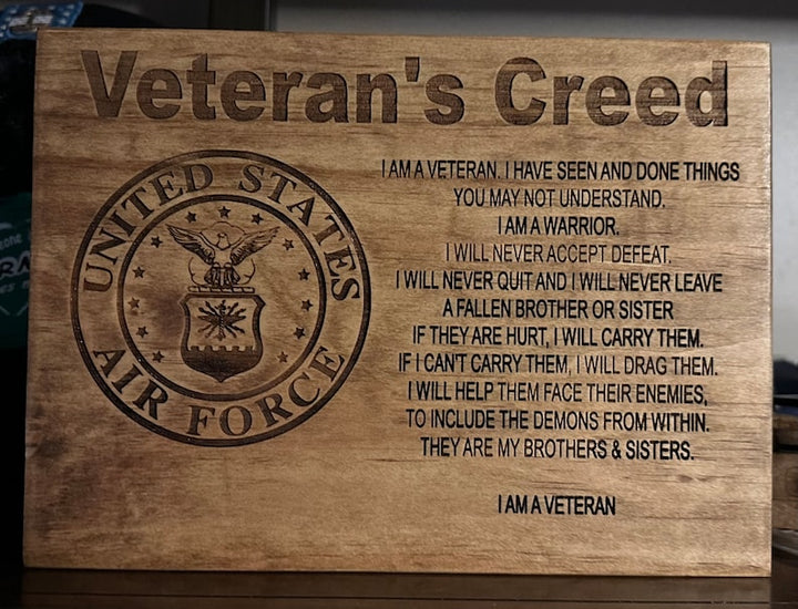 Personalized Veteran Creed Plaque Wall Art
