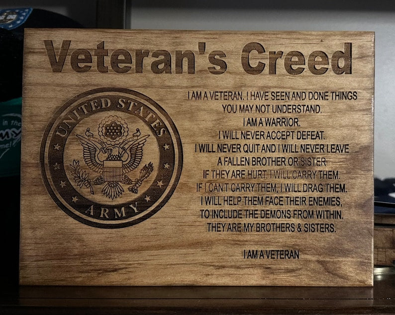 Personalized Veteran Creed Plaque Wall Art