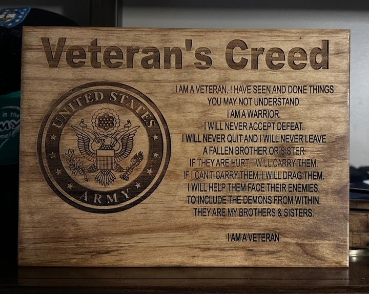 Personalized Veteran Creed Plaque Wall Art