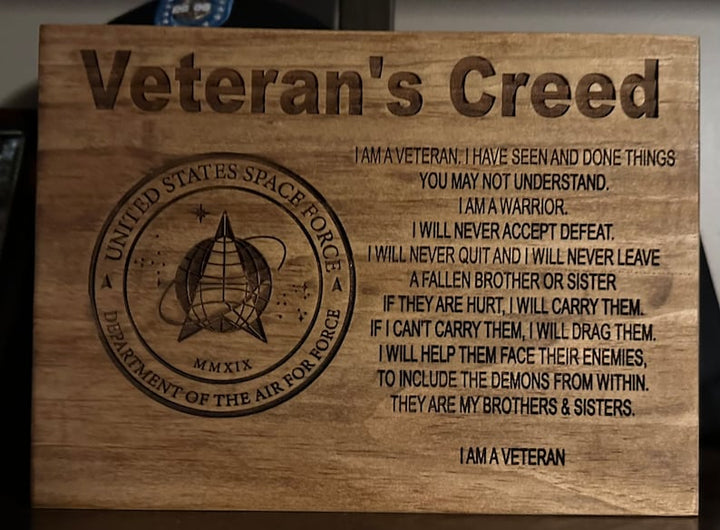 Personalized Veteran Creed Plaque Wall Art