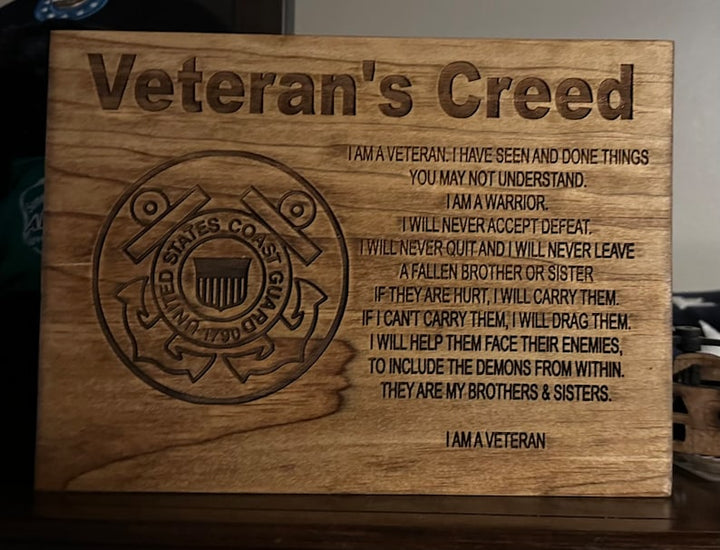 Personalized Veteran Creed Plaque Wall Art