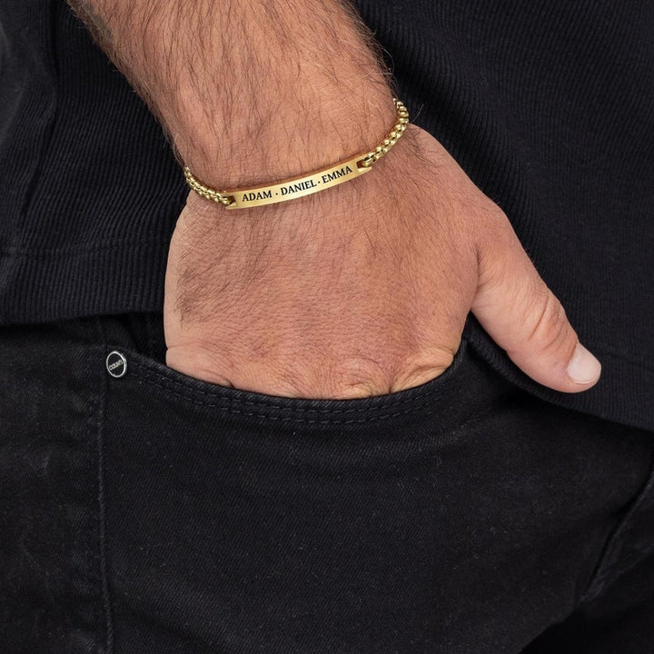 Personalized Black Name Bracelet For Men Bar Bracelet