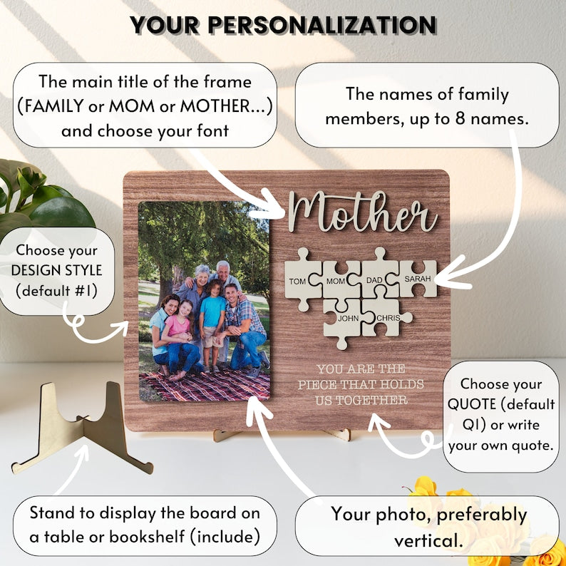 Personalized Photo Puzzle Mom Sign