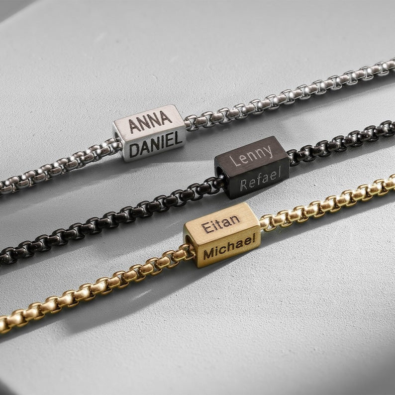 Personalized Men's Engraved Bracelet for Men for Father's Day Valentine's Day