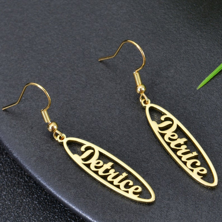 Personalized Dangle Name Earrings in Gold, Silver & Rose Gold