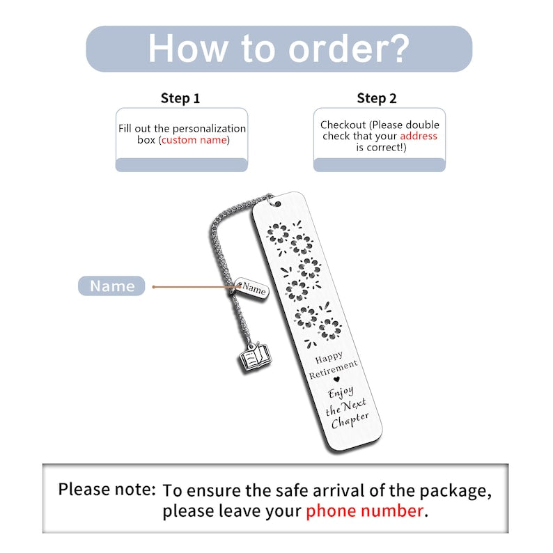 Personalized Bookmark for Women Men Happy Retirement Farewell Gifts