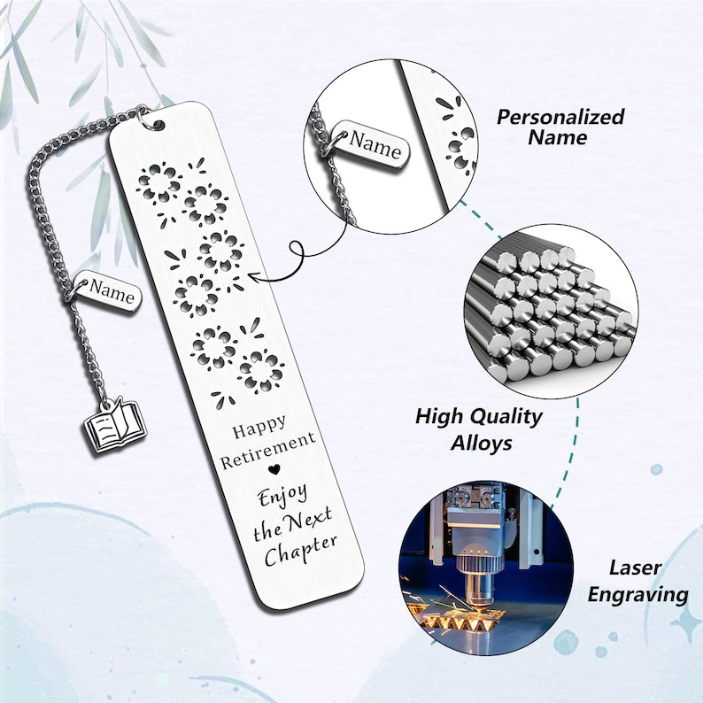 Personalized Bookmark for Women Men Happy Retirement Farewell Gifts