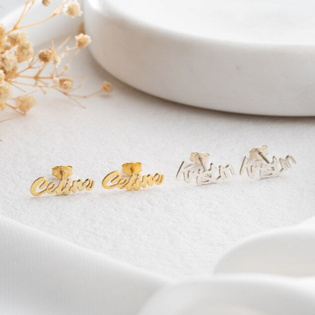 Personalized Earrings with Name Stud Earrings