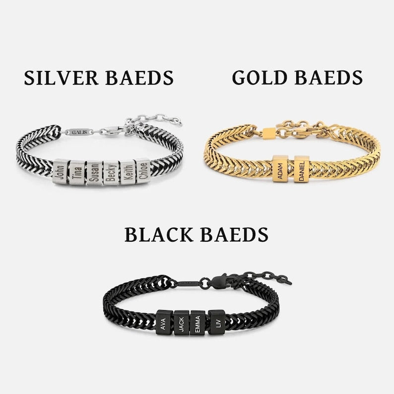 Personalize Dad Bracelet Daddy Jewelry with Kids Name Bracelet