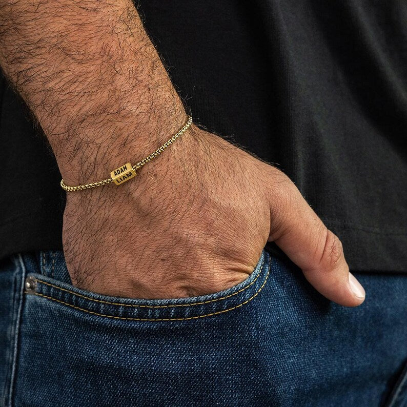 Personalized Men's Engraved Bracelet for Men for Father's Day Valentine's Day