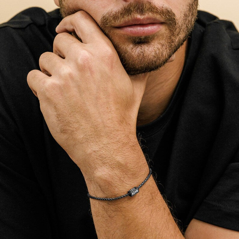 Personalized Men's Engraved Bracelet for Men for Father's Day Valentine's Day