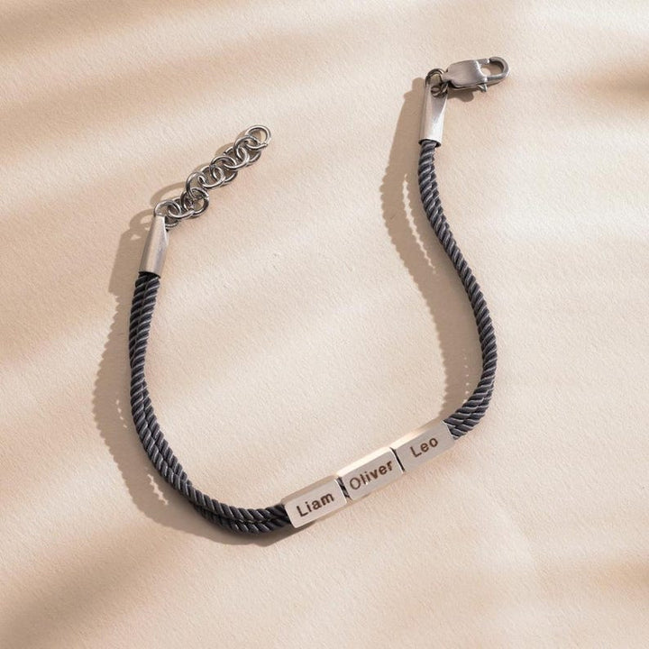 Customized father and baby name woven bracelet