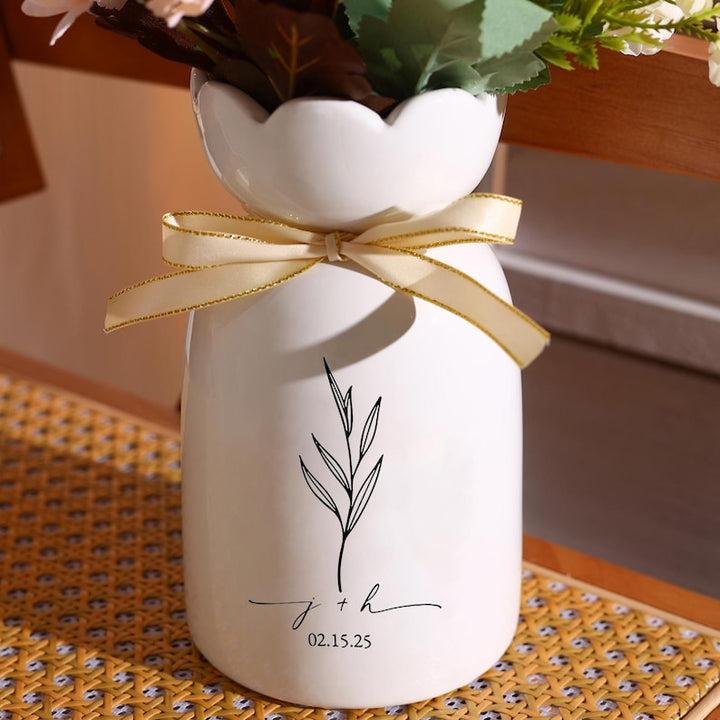 Personalized Ceramic Flower Vase for Wedding