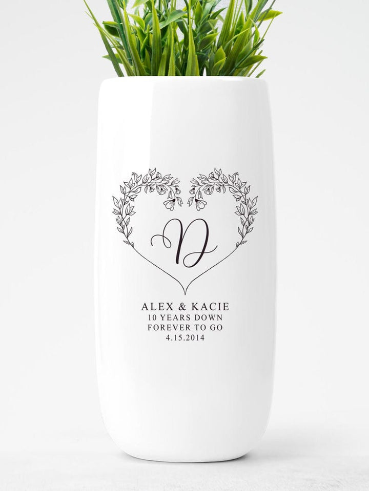 Personalized Ceramic Flower Vase Wedding Anniversary Gift For Couple