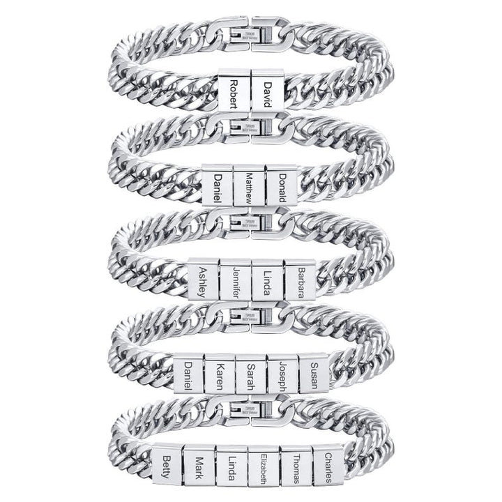 Custom Silver Bracelet For Dad With Kids Name