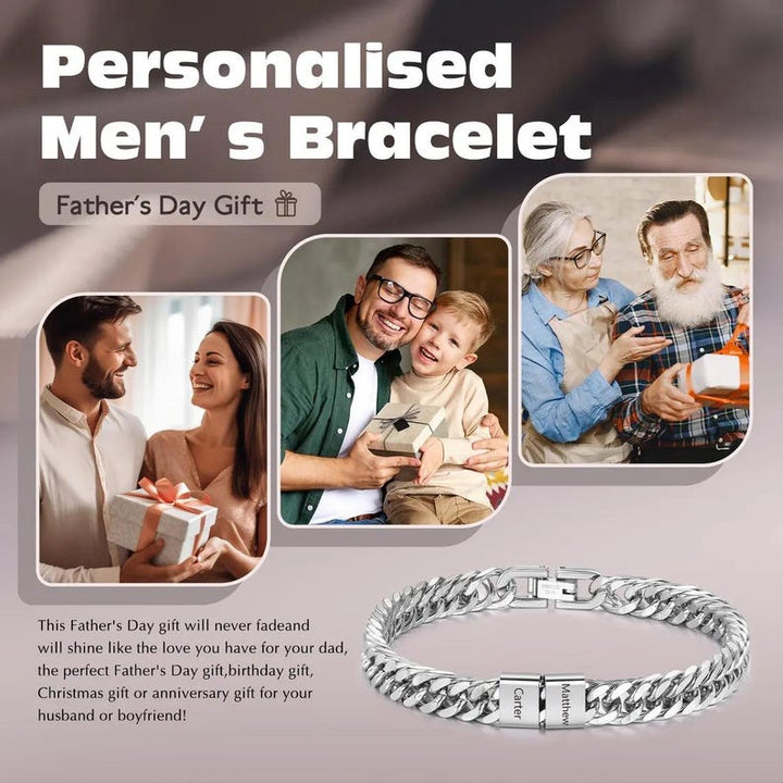 Custom Silver Bracelet For Dad With Kids Name