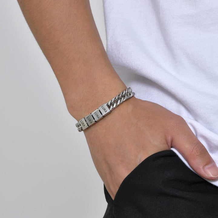 Custom Silver Bracelet For Dad With Kids Name