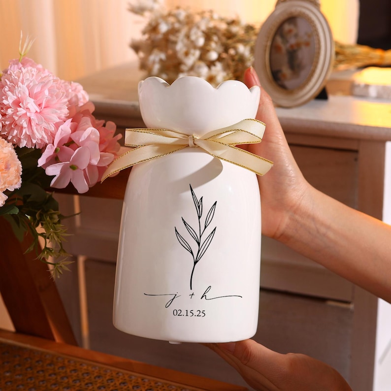 Personalized Ceramic Flower Vase for Wedding