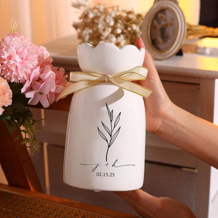 Personalized Ceramic Flower Vase for Wedding