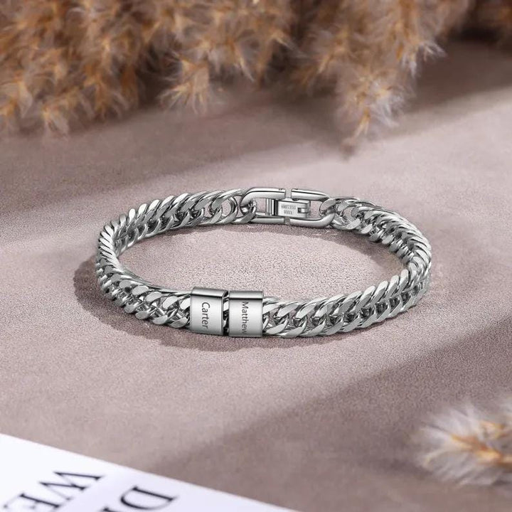 Custom Silver Bracelet For Dad With Kids Name