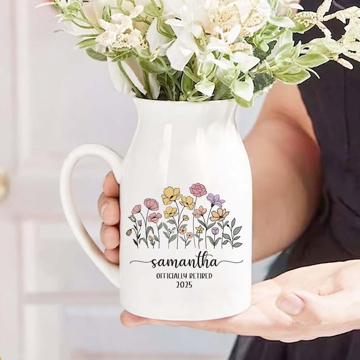 Personalized Retirement Ceramic Flower Vase