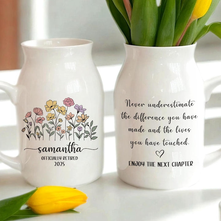 Personalized Retirement Ceramic Flower Vase
