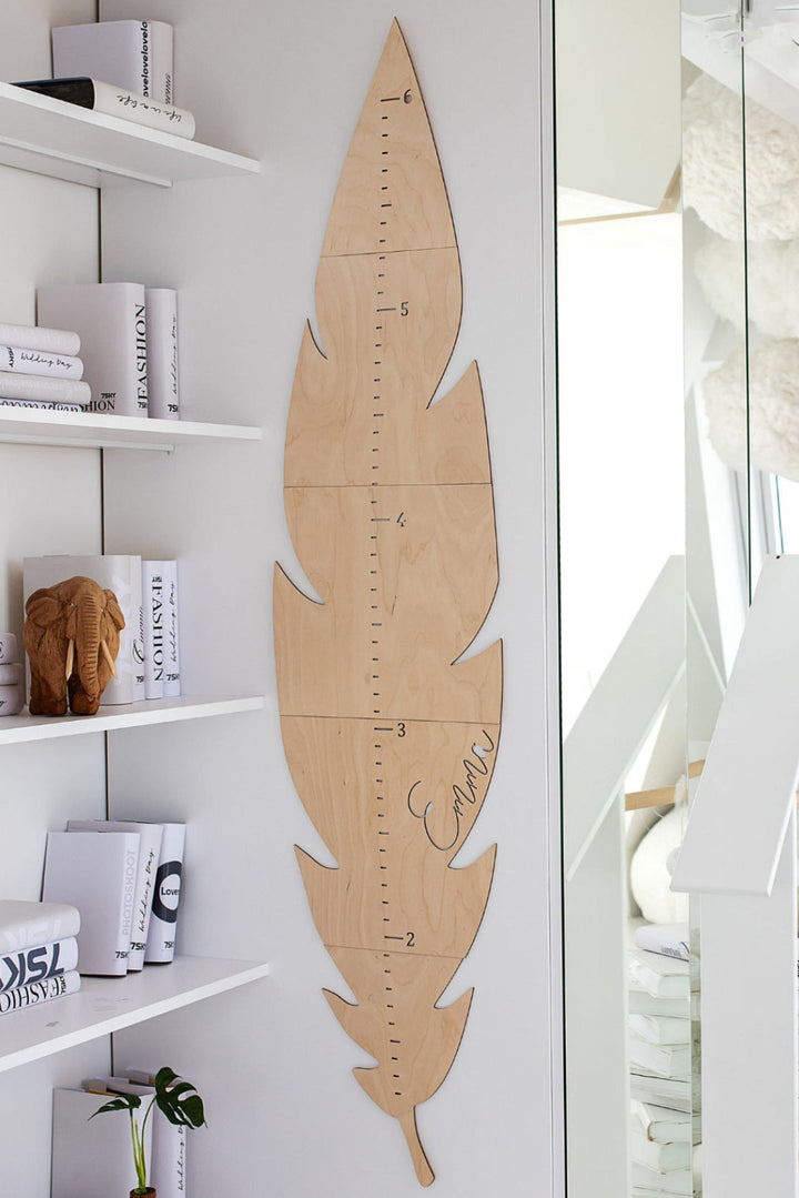 Personalized Wooden Feather Growth Chart Height Ruler