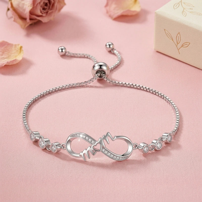 Infinity Love Bracelet for Mom – Elegant Zirconia Jewelry Gift for Women