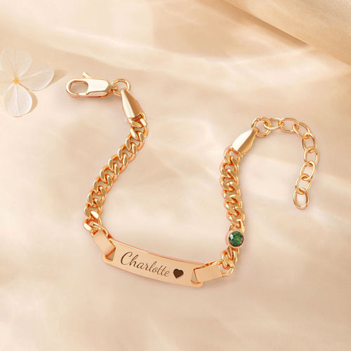 Personalized Boy And Girl's Birthstone Name Bracelet