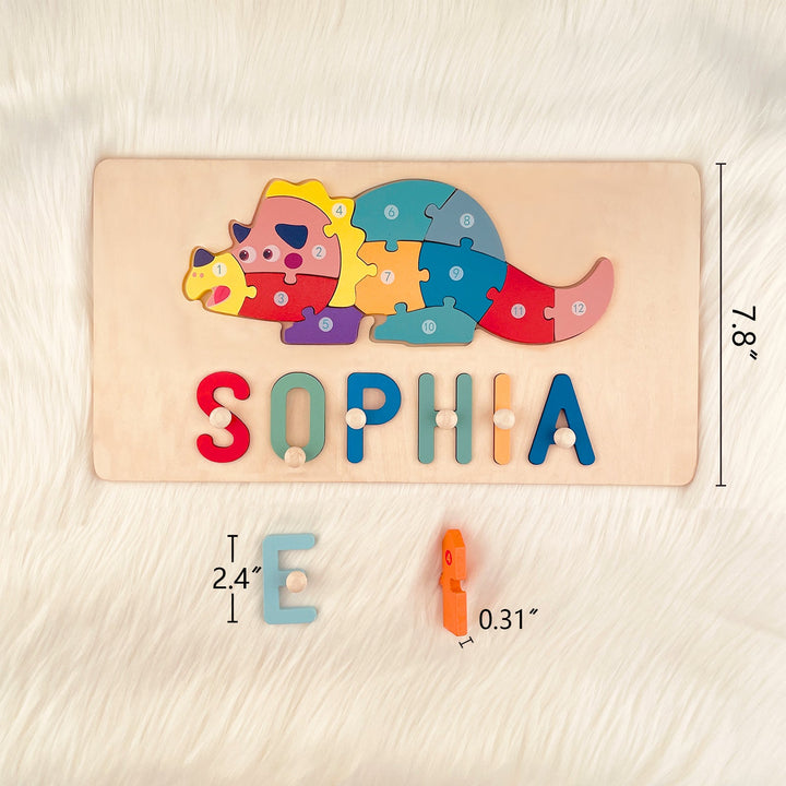 Personalized Wooden Animals Name Puzzle Stacking Puzzle