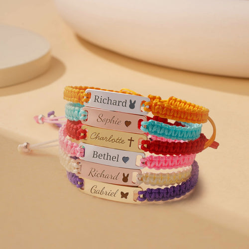 Personalized Handmade Braided Cord Child ID Bracelet
