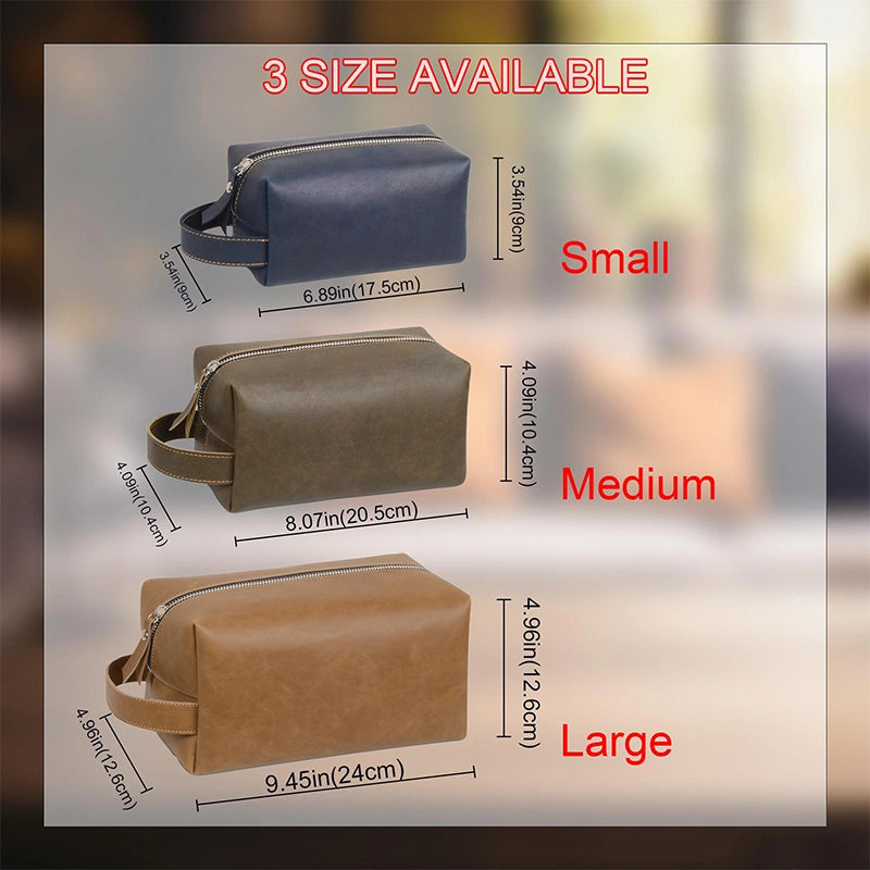 Leather Toiletry Bag – Full Grain Monogram Dopp Kit, Handmade Cosmetic & Wash Bag Christmas Gift