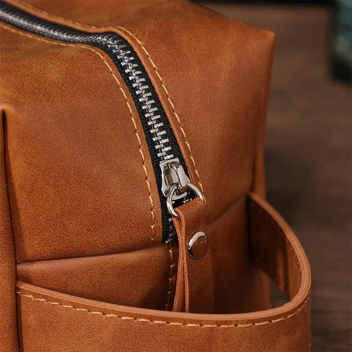 Leather Toiletry Bag – Full Grain Monogram Dopp Kit, Handmade Cosmetic & Wash Bag Christmas Gift