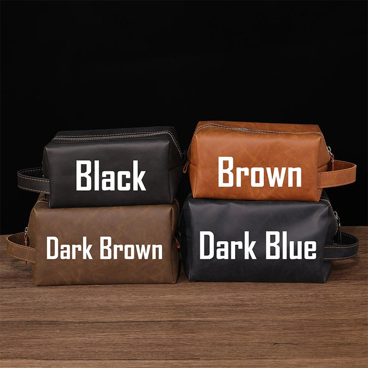 Leather Toiletry Bag – Full Grain Monogram Dopp Kit, Handmade Cosmetic & Wash Bag Christmas Gift