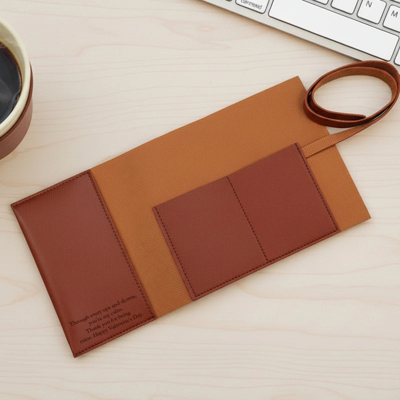 Personalized Leather Cord Wrap with Pocket – Italian Distressed Leather Cable Organizer, Roll Up Travel Case for Earphones & Chargers