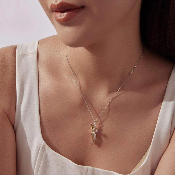 Love Embracing Necklace – S925 Sterling Silver Minimalist Hug Pendant Jewelry