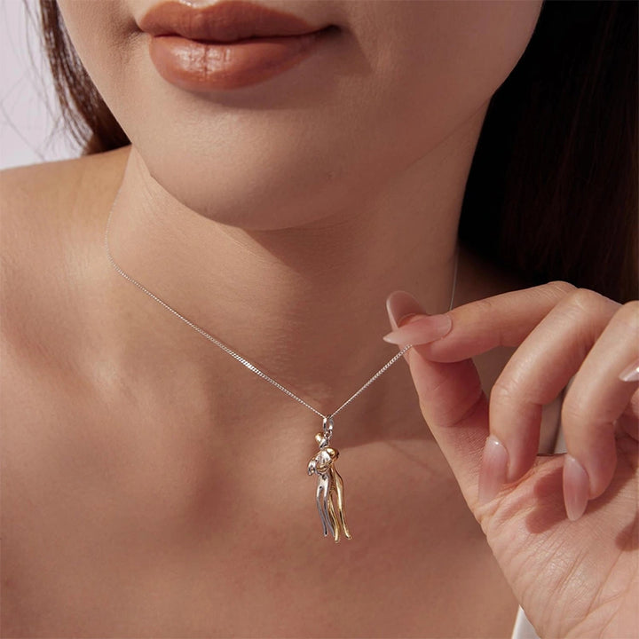 Love Embracing Necklace – S925 Sterling Silver Minimalist Hug Pendant Jewelry