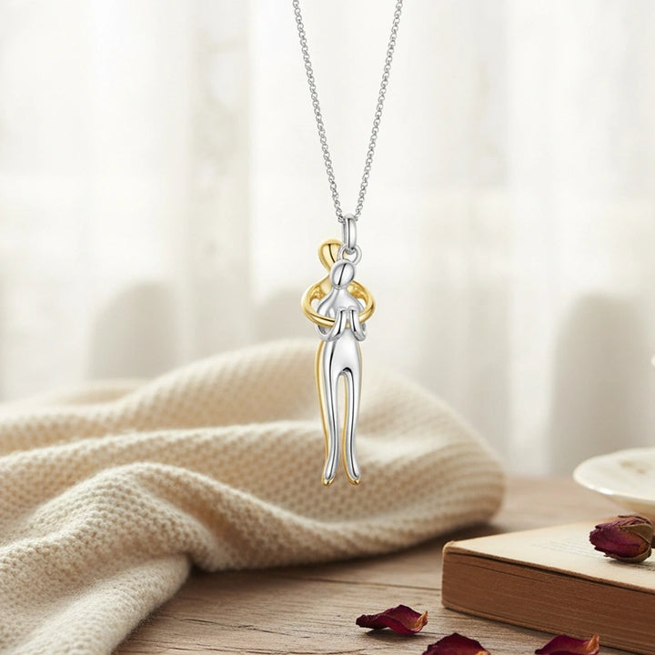 Love Embracing Necklace – S925 Sterling Silver Minimalist Hug Pendant Jewelry