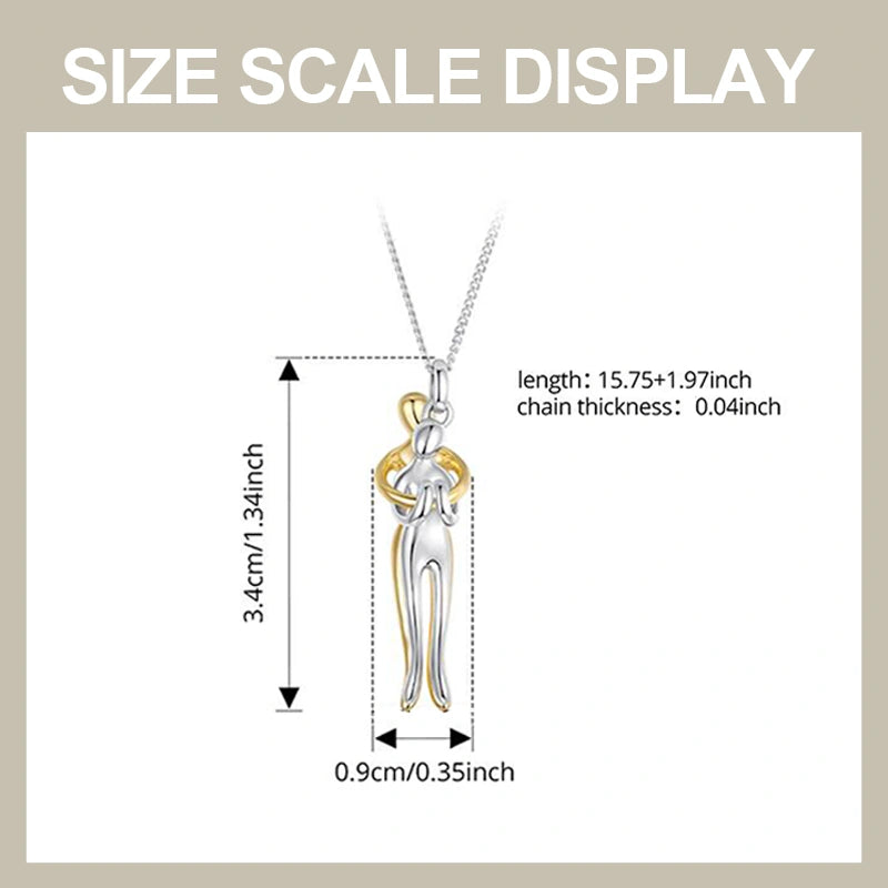 Love Embracing Necklace – S925 Sterling Silver Minimalist Hug Pendant Jewelry