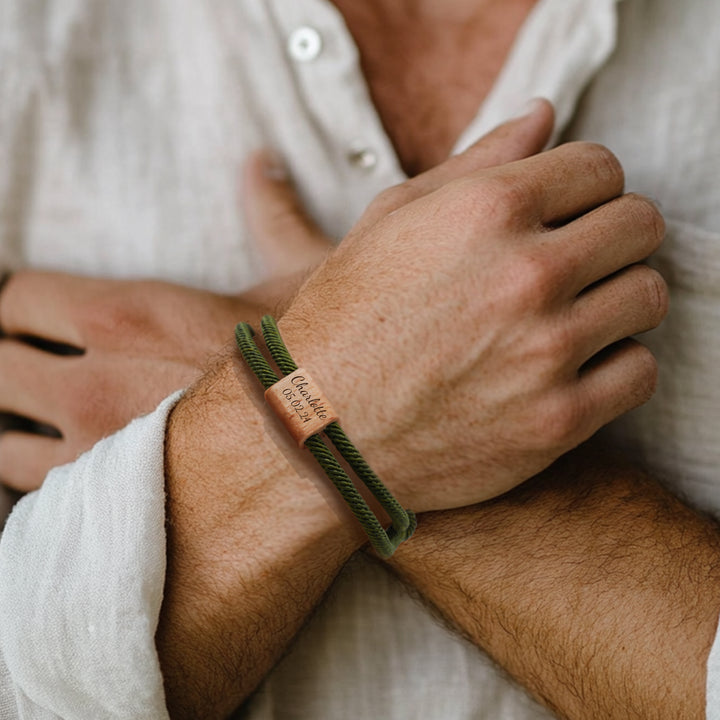 Personalized Family Wooden Milanese Cord Bracelet