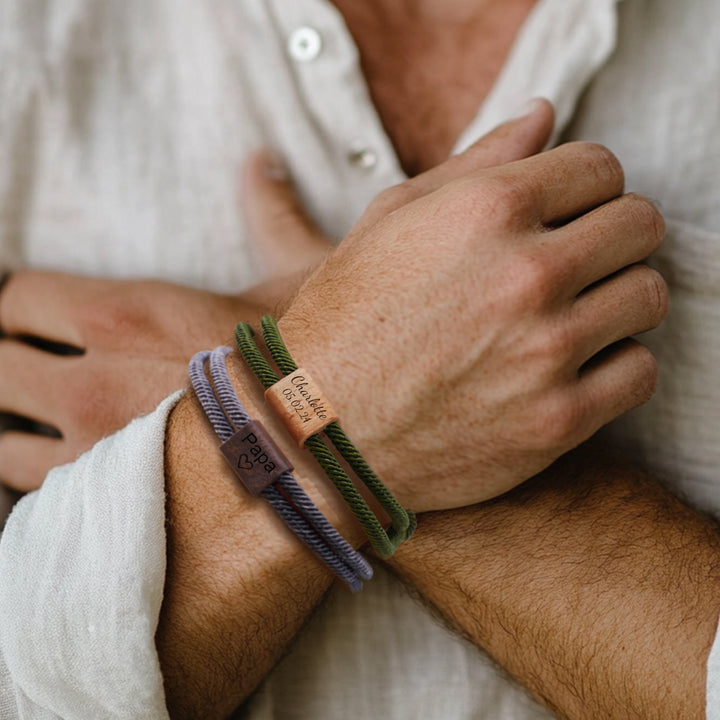 Personalized Family Wooden Milanese Cord Bracelet