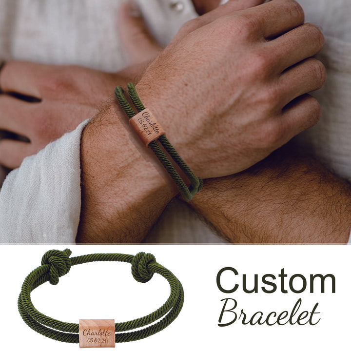 Personalized Family Wooden Milanese Cord Bracelet