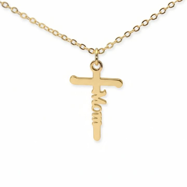 Mom Birthstone Cross Necklace – Personalized Mama Cross Necklace, Christian Mother’s Day Gift for Mom