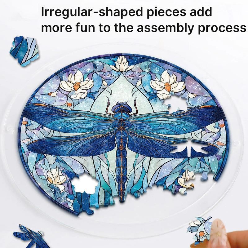 Moonlit Dragonfly Acrylic Puzzle Suncatcher – Glowing Window Art